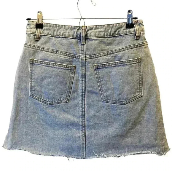 Sadie & Sage Jean Skirt Mini A-Line Raw Hem Light Blue Denim Size  Small - Picture 2 of 15